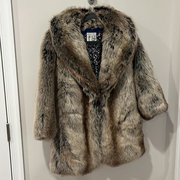 Burning Torch X Barneys New York Co Op Faux Fur Silk Coat M - Picture 3 of 9
